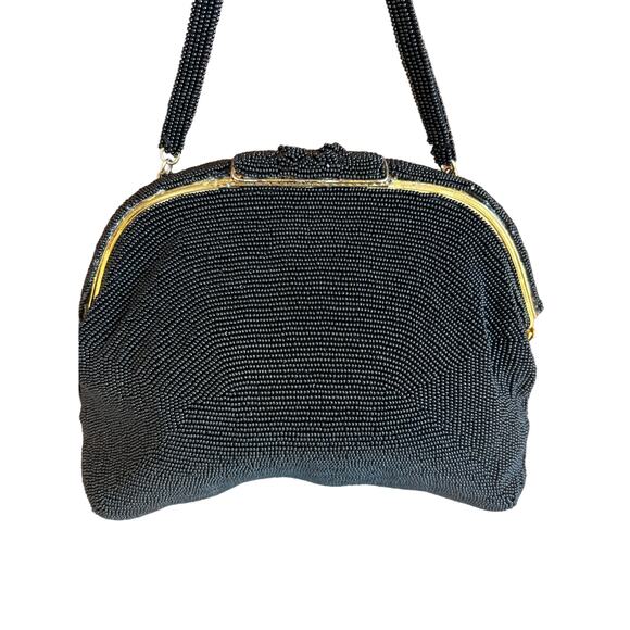 Vintage 60s Magid black beaded Evening Bag - Picture 5 of 10